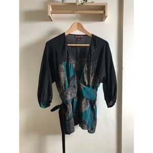 Silk Wrap Blouse - Medium